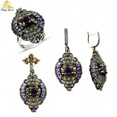 Gümüş Otantik Taşlı Set